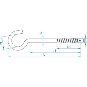 Zware Schroefhaak verzinkt HD diamter 4.75 x 32/60mm