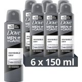 Dove Men+Care Invisible Dry Anti-transpirant Deodorant Spray - 6 x 150 ml - Voordeelverpakking