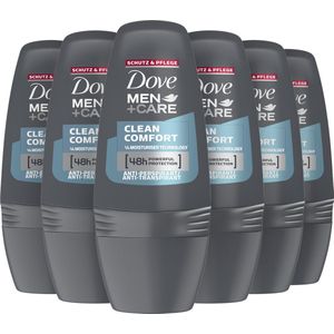 Dove Men+Care Clean Comfort Deodorant Roller - 6 x 50 ml - Voordeelverpakking
