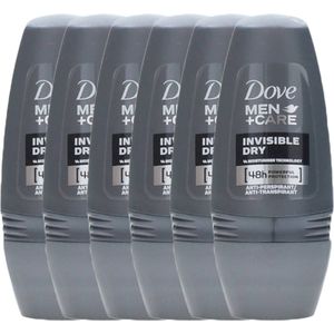 Dove Men+Care Deodorant Roller Invisible Dry - 6 x 50 ml - Voordeelverpakking