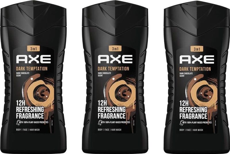 Axe Dark Temptation - 3 x 250 ml - Douchegel - Voordeelverpakking