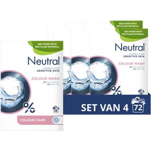 Neutral Waspoeder - Parfumvrij Kleur - voor de gevoelige huid - 4 x 18 wasbeurten - Voordeelverpakking