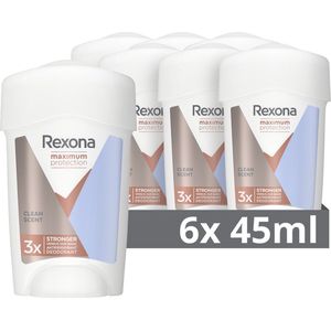 6x Rexona Deodorant Stick Cream Maximum Protection Clean Scent 45 ml
