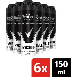 6x Rexona deoroller Invisible Black & White for men (50 ml)