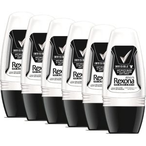 Rexona Men Roll-On Invisible On Black and White Clothes Anti-transpirant, 6 stuks (6 x 50 ml)