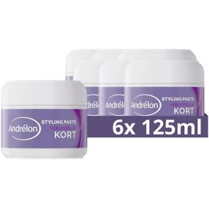 Andrélon Verleidelijk Kort Shaper Paste voor 24 uur extra versteviging en een warrig effect - 6 x 125 ml - Voordeelverpakking