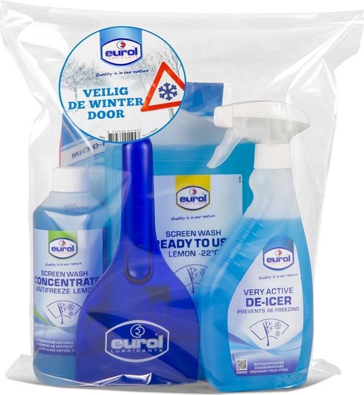 Eurol - WinterPakket - Ruitenwisservloeistof - Compleet - Inclusief Spons en Microfiber Doekje