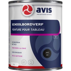 Avis Aqua Schoolbordverf Zwart -1 Liter 1 Liter - Aflakken - Waterbasis - Verfwinkel is tot 50% goedkoper