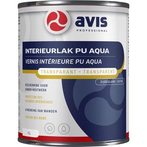 Avis Interieurlak PU Aqua 1L Zijdeglans Transparant Kleurloos