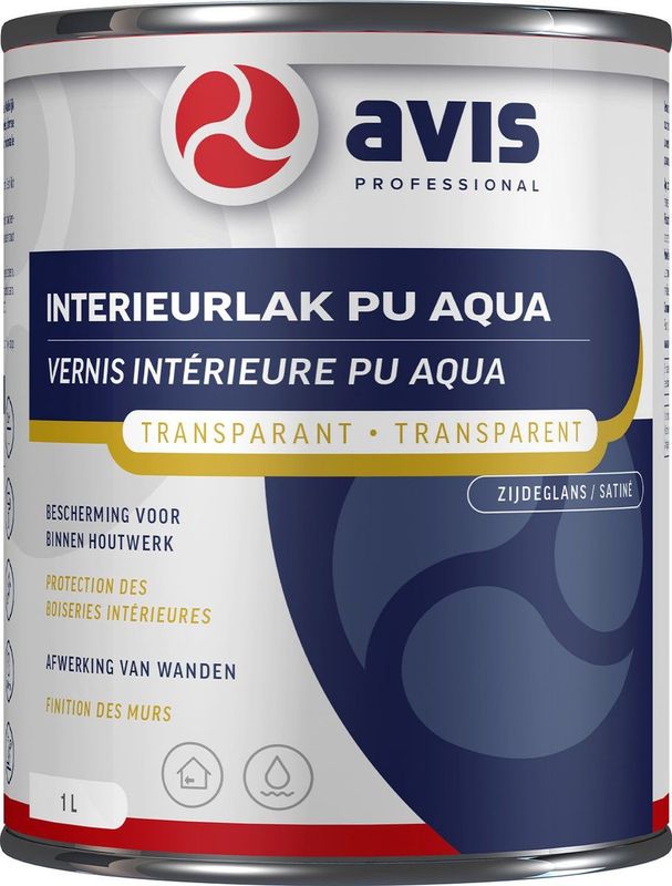 Avis - Interieurlak PU Aqua Zijdeglans - Transparant - Makkelijk te Verwerken