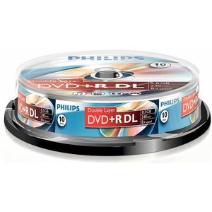 Philips - Cakebox 10 Dvd+R blanco, dubbellaags, 8,5 GB – 240 minuten – 8 x