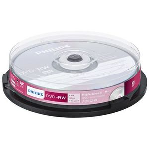 Philips DVD-RW High-speed (4.7 GB /120 minuten video, 1-4x snelheid, 10 stuks Spindel, herschrijfbaar / overschrijfbaar)
