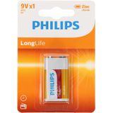 Philips - Longlife 6F22L1B - Batterij - 9V - Zink-Koolstof - 1 stuk