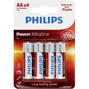 Philips Power AA / MN1500 / LR06 Alkaline Batterij (4 stuks, 2300 mAh)