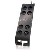 Philips Stopcontact 8-voudig, SPN5085B/19, 230 V, type E, zwart, netbescherming, coax- en telefooncontactdozen