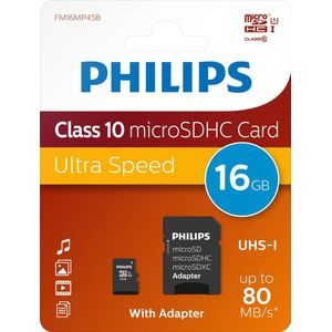 Philips Micro SDHC Geheugenkaart 16GB - Class 10 - Inclusief Adapter