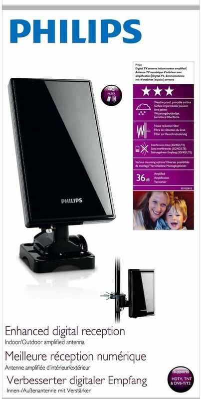 Philips - Sdv5228/12 - Binnenantenne - Zwart - 36 dB Versterking