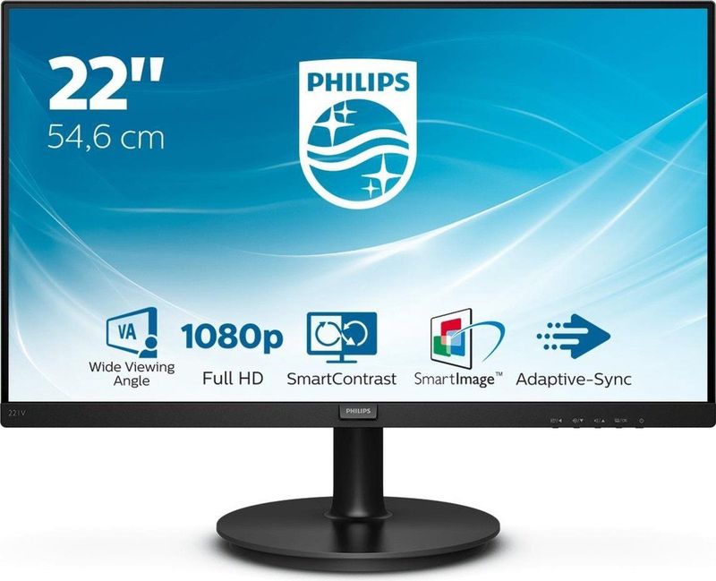Philips V Line 8/00 computerscherm (21,5 inch) Pixel LED (1920 x 1080 Pixels, 21.50"), Monitor, Zwart
