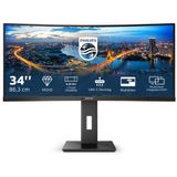 Philips 346B1C/00 - QHD Ultrawide Monitor - USB-C 90W - KVM-Switch - RJ45 - Powersensor - Lichtsensor - 34 Inch - 100hz