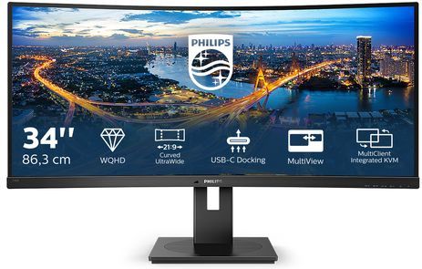 Philips 346B1C/00 - QHD Ultrawide Monitor - USB-C 90W - KVM-Switch - RJ45 - Powersensor - Lichtsensor - 34 Inch - 100hz