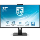 Philips 326P1H - QHD Webcam Monitor - Windows Hello - USB-C Docking - RJ45 - 90w - 32 inch