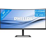 Philips 346E2CUAE - QHD Curved UltraWide USB-C Monitor - 65w - 34 Inch