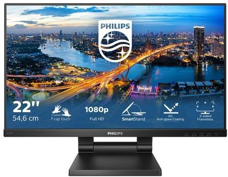 Philips B Line 222B1TC/00 computer monitor 54,6 cm (21.5") 1920 x 1080 Pixels Full HD LED Touchscreen Zwart