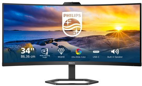 Philips - 34E1C5600HE - QHD Ultrawide Monitor - Webcam - USB-C - Kristalhelder Beeld
