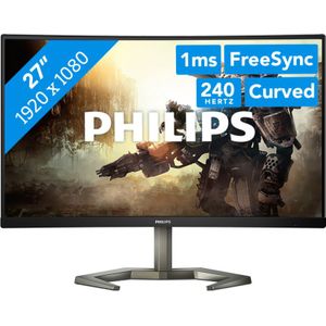 PHILIPS Evnia 27M1C5200W - 27 inch FHD Curved Gaming Monitor, 240 Hz, 1ms GtG, FreeSync Premium (1920 x 1080, HDMI, DisplayPort) grijs