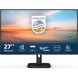 PHILIPS 27E1N1300A - 27 inch monitor, luidspreker (1920x1080, 100 Hz, HDMI, USB-C (65W PD), USB-hub) zwart