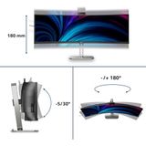 Philips - 49B2U6903CH Computer Monitor - Grijs - 124,5 cm - Dual QHD LCD