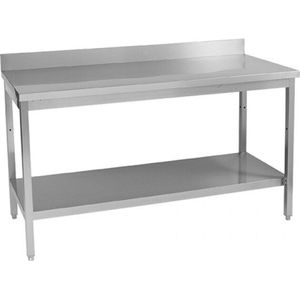 RVS werktafel met onderschap en achteropstand | 200 cm | 2000x700x870(h)mm - EMG-317007