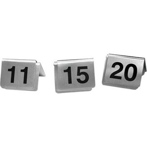 Tafelnummers set 11-20 - RVS bordjes met tafelnummers 11 t/m 20