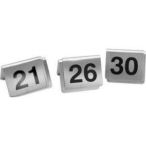 Tafelnummers set 21-30 - RVS bordjes met tafelnummers 21 t/m 30