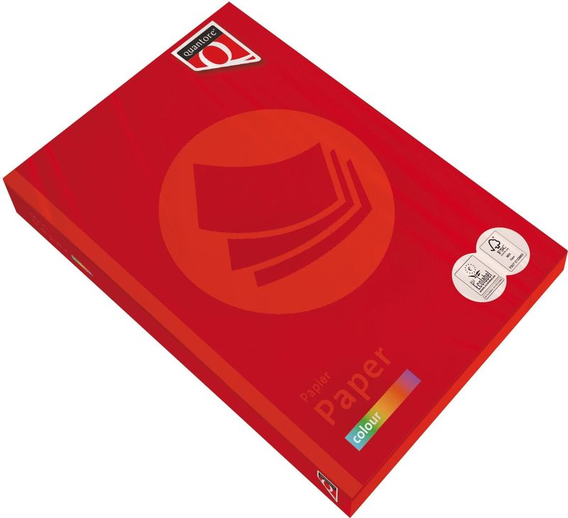 Kopieerpapier Quantore Colour A3 80gr felrood 500 vel | 5 stuks