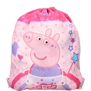 Peppa Pig gymtas/rugzak/rugtas voor kinderen - roze/paars - polyester - 44 x 37 cm - Gymtasje - zwemtasje