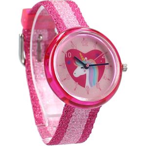 Prêt - Horloge Kids Time! - Unicorn - Roze - Spatwaterdicht