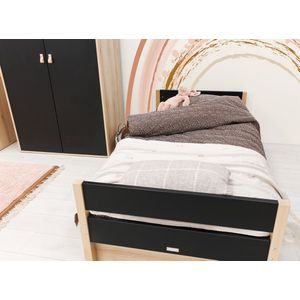 Bopita Lucas Bed - 90 x 200 cm - Zwart / Naturel