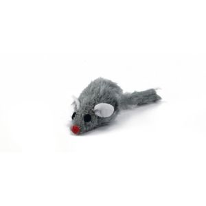 Beeztees Kortharig Muisje - Kattenspeelgoed - Pluche - Grijs - 5x3x3 cm