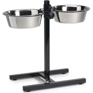 HONDENSTANDAARD 2 RVS BAKKEN 25 CM ZWART