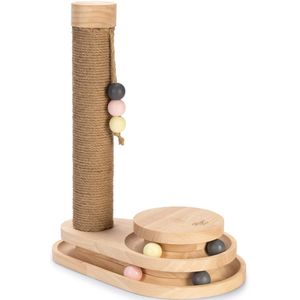 Designed by Lotte Inez - Krabpaal - Kattenspeelgoed - Hout - Bruin - 38x24,5x47,5 cm