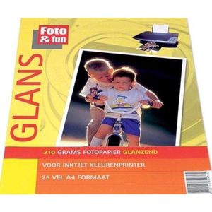 Foto & fun fotopapier A4 glans voor inkjetprinter 210 grams - 25 vel