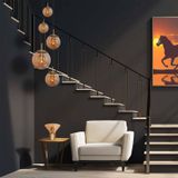 Bollique Hanglamp 5 lichts rond messing / amber glas Modern Steinhauer