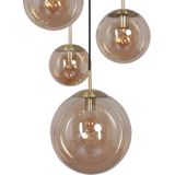 Bollique Hanglamp 5 lichts rond messing / amber glas Modern Steinhauer