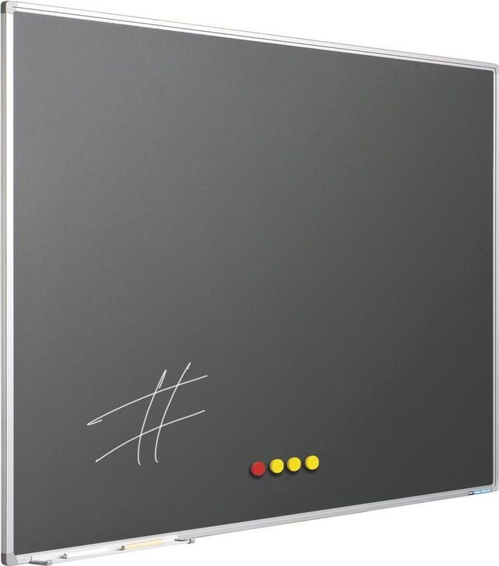 Krijtbord Softline profiel 8mm, emailstaal grijs 120x150 cm