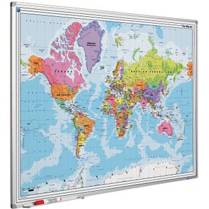 Smit Visual - Wereld - Whiteboard - Magnetisch - Gedetailleerde Landkaart