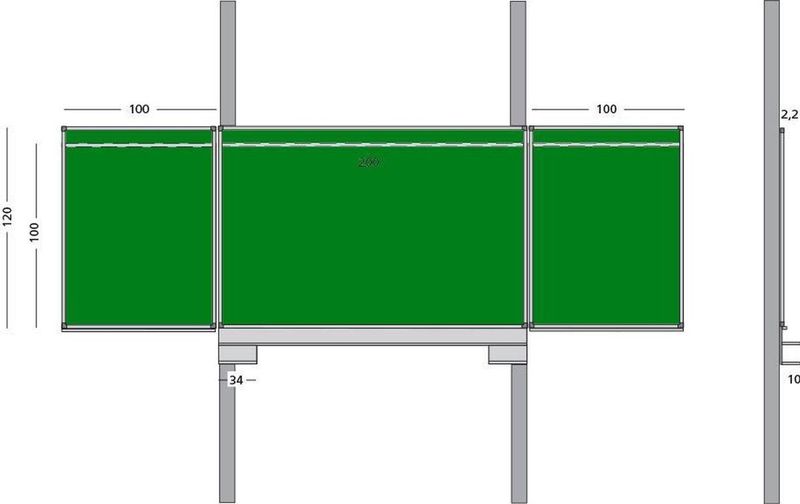 5 vlaksbord groen krijt schoolbord op kolommen 120x200 cm