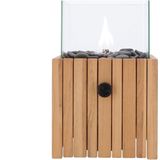 Cosiscoop Timber Square Gaslantaarn - Unieke sfeermaker - Voor binnen en buiten - Inclusief glas en kiezelstenen