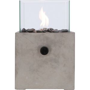 Cosiscoop Cement Square Gaslantaarn - Unieke sfeermaker - Voor binnen en buiten - Brand 5 tot 6 uur op een gascartouche