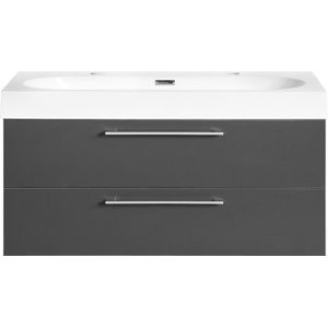 Badkamermeubelset differnz somero met polybeton wastafel 100 cm antraciet